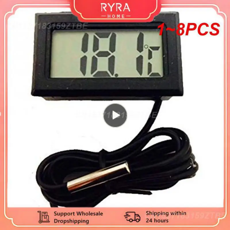 1~8PCS Mini LCD Digital Thermometer with Waterproof Probe Indoor Outdoor Convenient Temperature Sensor for Refrigerator Fridge