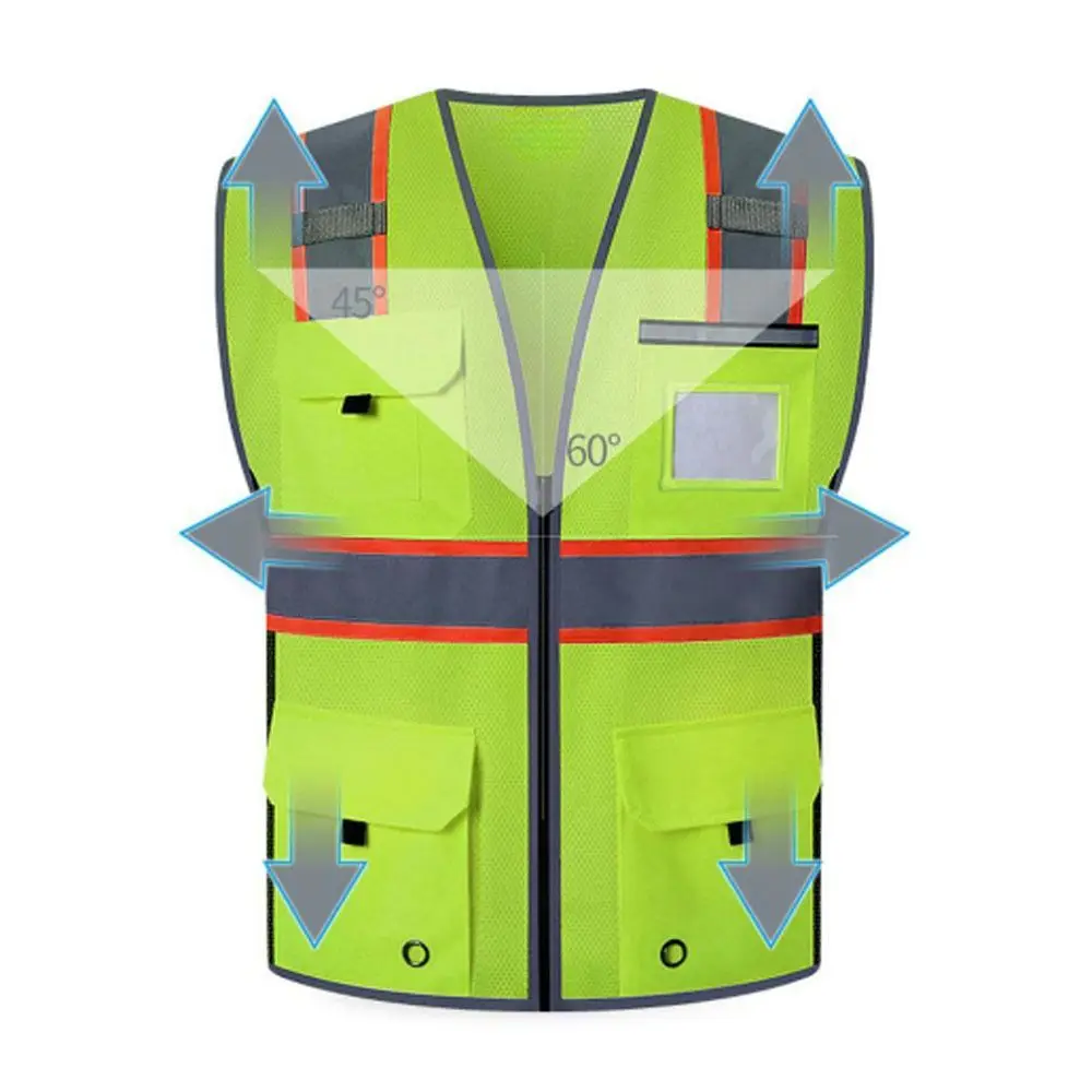 เสื้อกั๊กสะท้อนแสงมองเห็นสูงระบายอากาศทนต่อการสึกหรอเสื้อกั๊กจราจรแฟชั่นสบายขี่จักรยานแจ็คเก็ตที่ปลอดภัย