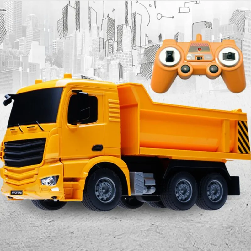 Boy Gift Toy Dumper Tilting Cart RC Truck 30 Mins Radio Control Tip Lorry One Key Auto Lift Engineering Container Vehicle RC Toy