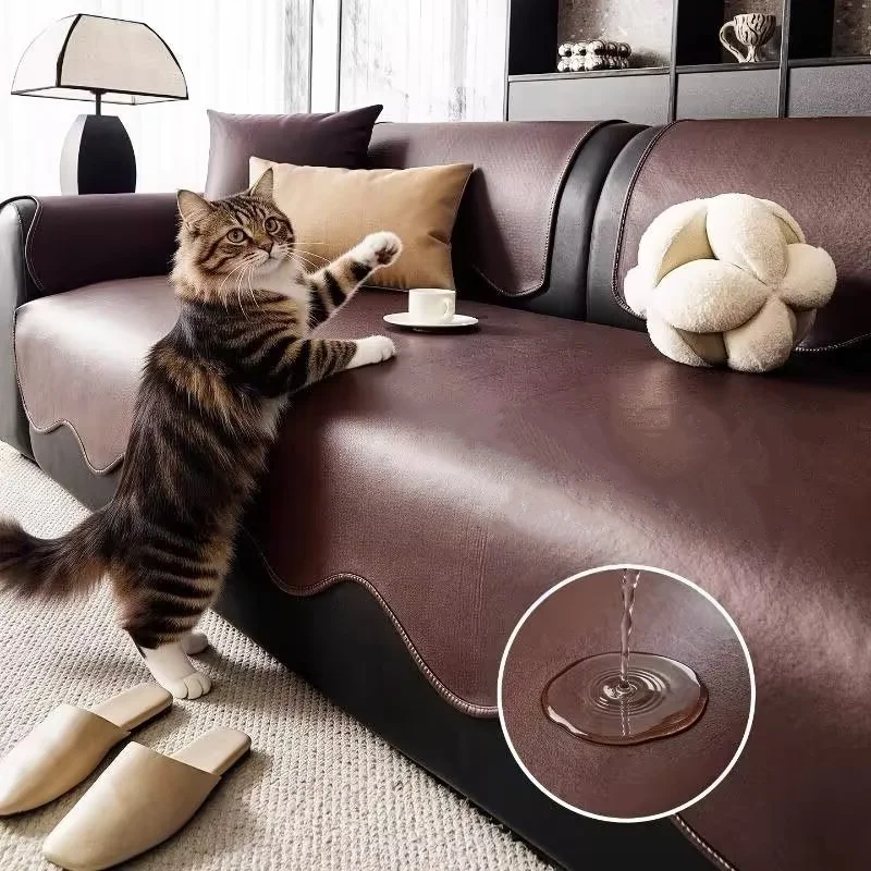 Waterproof Urine-proof Sofa Slipcover All Season Anti-scratch Stain Resistant Sofa Cover Irregular Edged Non-slip Seat Cushion