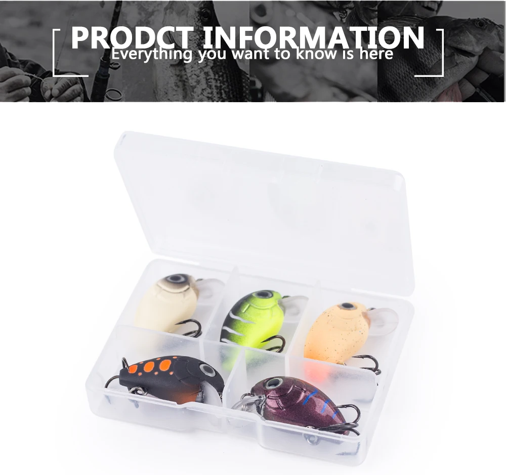 Hanlin 5 Stück/Set 2,8 cm 2 g Mini-Wobbler, langsam sinkender Crankbait-Angelköder, künstlicher Köder, Hartplastik-Wobbler für Barsch-Angelausrüstung – Detail 9