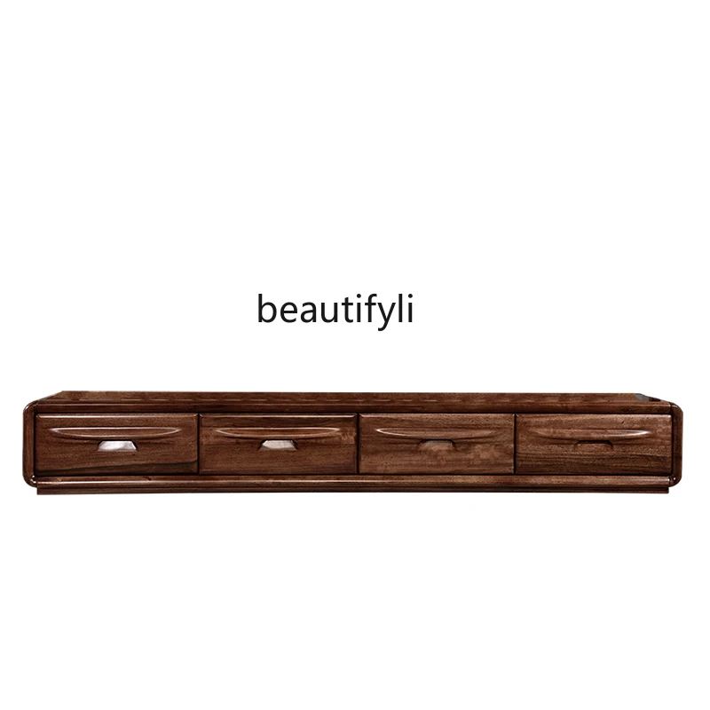 

Solid Wood TV Cabinet Black Walnut Living Room TV Cabinet Chinese Living Room Furniture