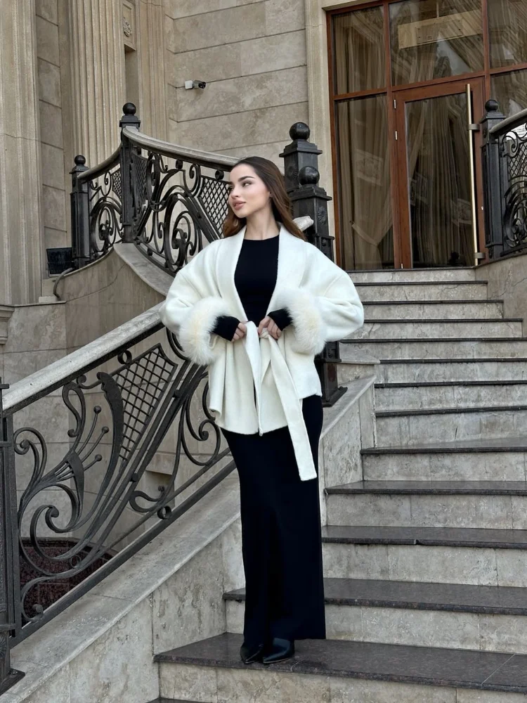 عادية بلون وشاح طوق معطف الصوف المألوف عادية واحدة الصدر جيب ملابس خارجية فضفاضة 2025 سترة Highstreet الجديدة