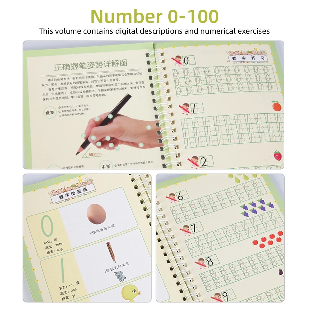 Writing Exercise Books English Groove Magic Practice Copybook Children's Book Learning Numbers Letters Alphabet Calligraphy Gift