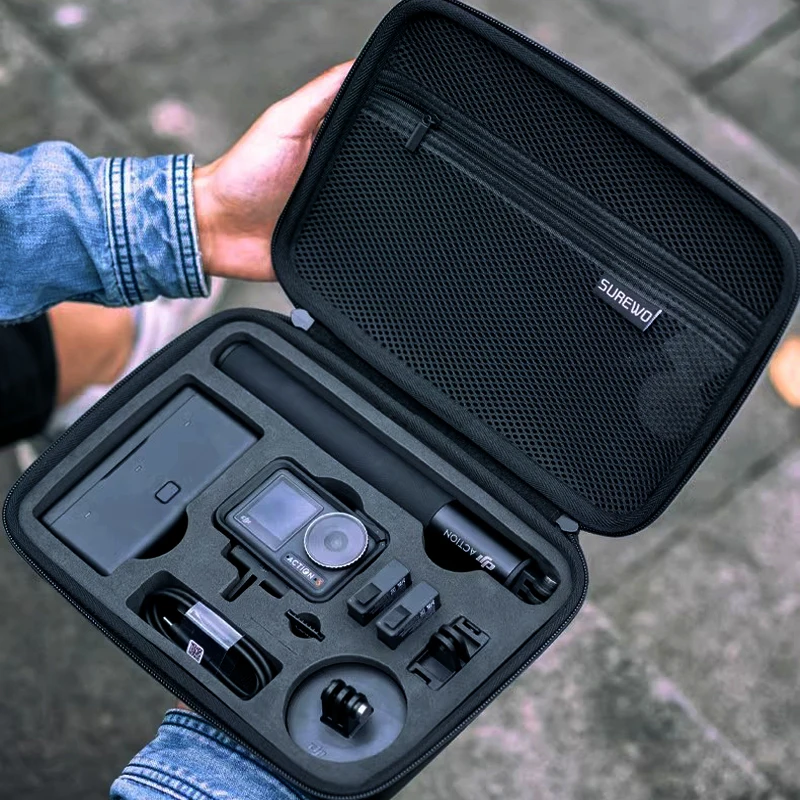 

Portable Case PU Waterproof Bag Charger Battery Base Selfie Stick Storage Handbag for DJI Osmo Action 4 /3 Camera Accessories