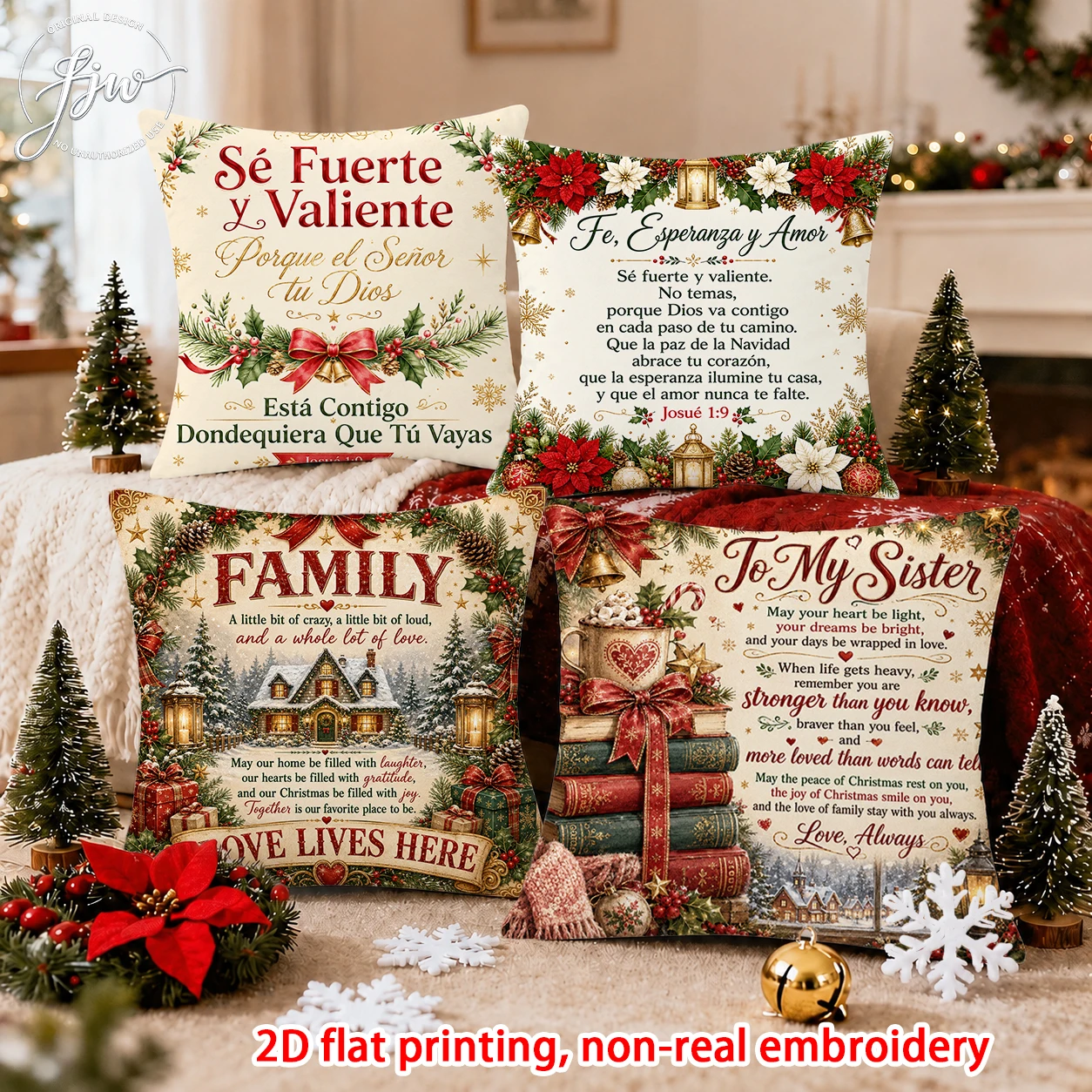 1pc Christmas To My Sister Warm Quote Throw Pillow Cover Vintage Winter Holiday Home Decor Cushion Case