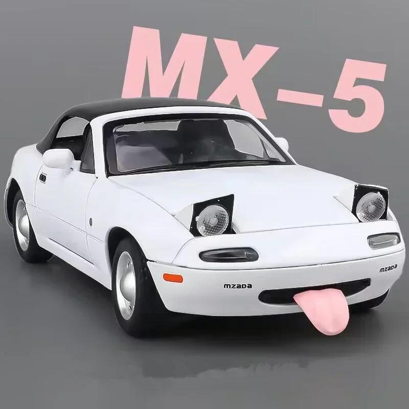 1:24 MAZDA MX-5 Alloy Sports Car Model Diecast Metal Race Car Vechiles Model Sound and Light Simulation Collection Kids Toy Gift