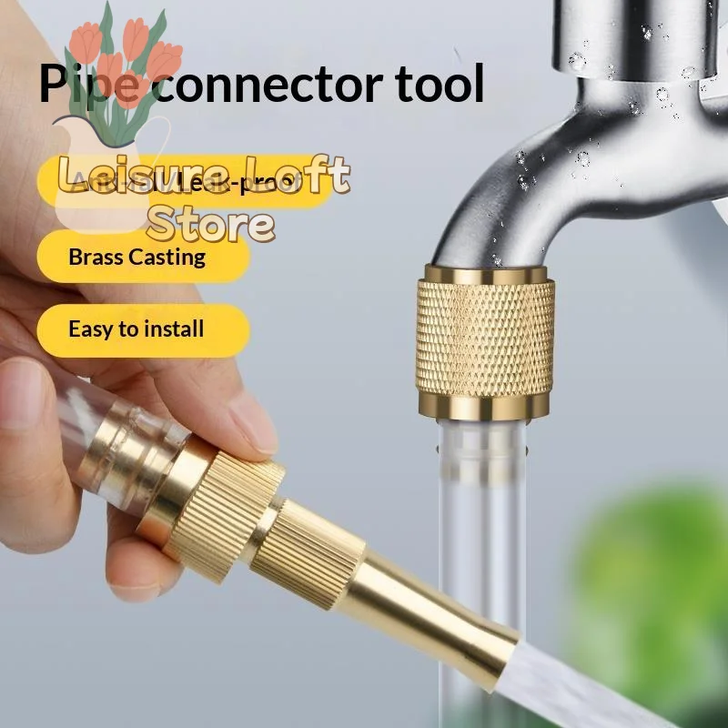 Durable Brass High Pressure Spray Nozzle 1/2 PCS Adjustable Quick Connector for Home Garden Watering Pet Bathing