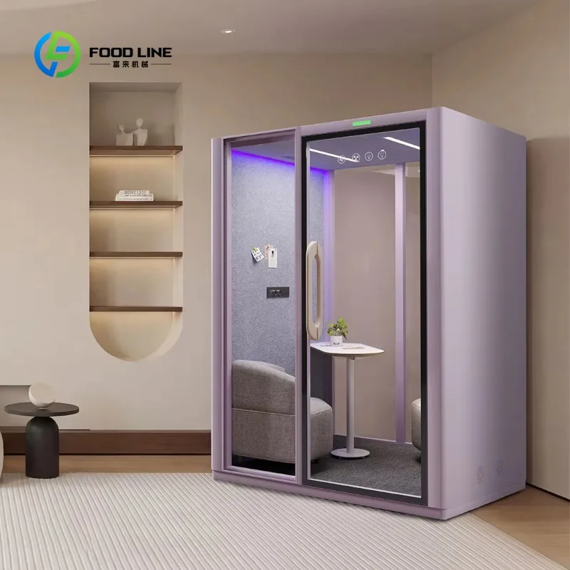 Customized 2 Person Office Meeting Pod Mobile Working Cabin LED Lighting Low Noise Study Cabin Booth Acoustic Cabin