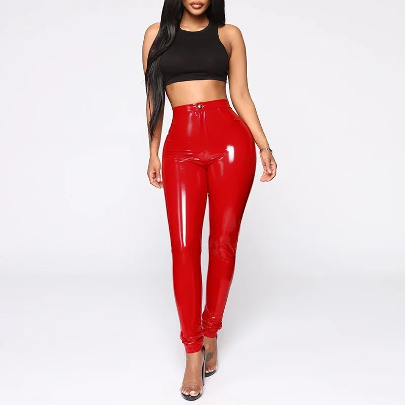 Women Faux PU Leather Pants Sexy Bodycon Leggings Autumn Winter Lady Stretch Skinny Pencil Pant Sexy High Waist Trousers Custom