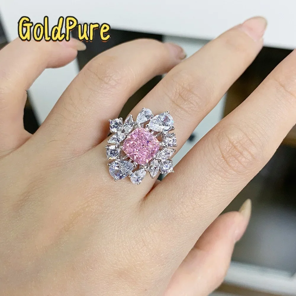 

Goldpure Luxury Solid Platinum PT950 Women's Aquamarine Diamond Ring 3 karat Moissanite Diamond Ring