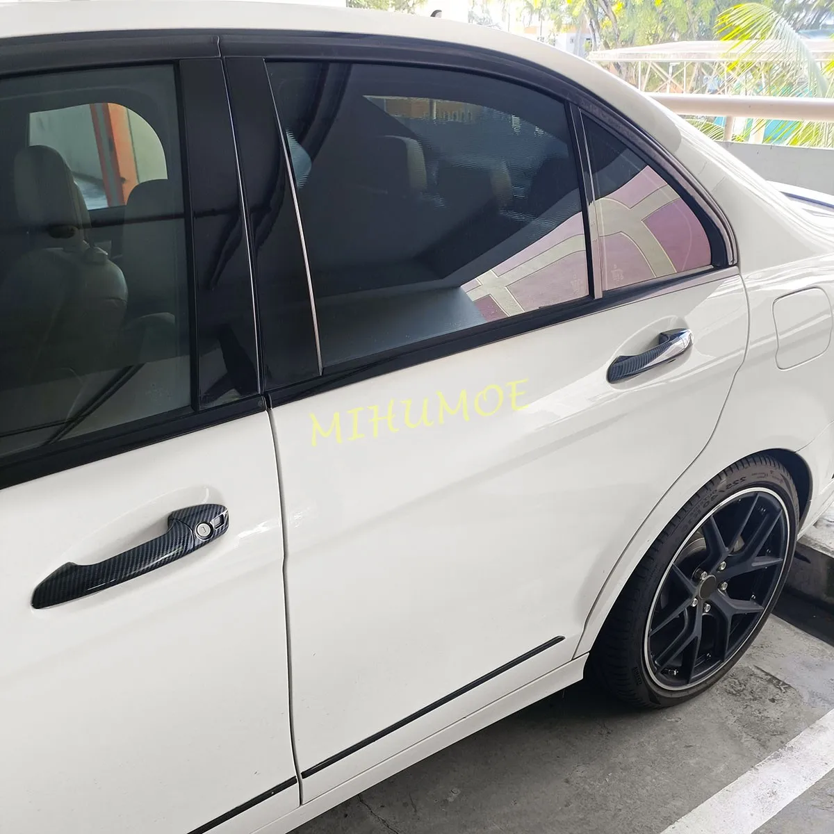 لمرسيدس بنز GLE GLA GLK CLA B C E M الفئة LHD ألياف الكربون مقبض باب السيارة قطاع غطاء الكسوة ث/مفتاح W166 X156 X204 C117 #2