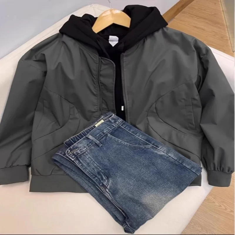 

Cleanfit Harrington jacket set for men's spring and autumn light colored stand up collar baseball jacket, flight suit jacket