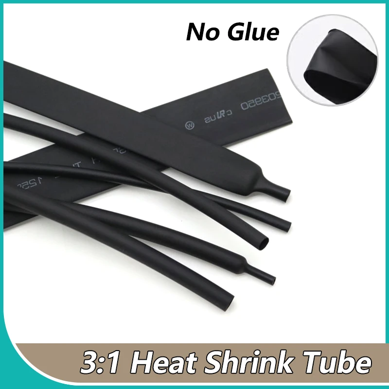 

3:1 Black No Glue Heat Shrink Tube 1.5/3/4.5/6/9/12/15/18/24/30/39/50mm Polyolefin Insulated Waterproof Protection Cable Sleeve