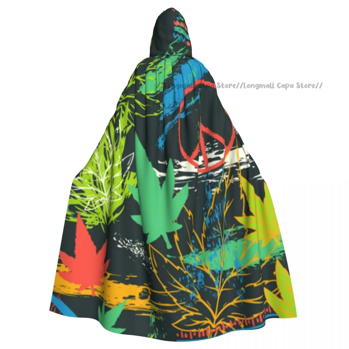 

Witch Cloak Cannabis Leaves Hippie Peace Halloween Cosplay Costume Unisex Adult Cloak Retro Ages Cape