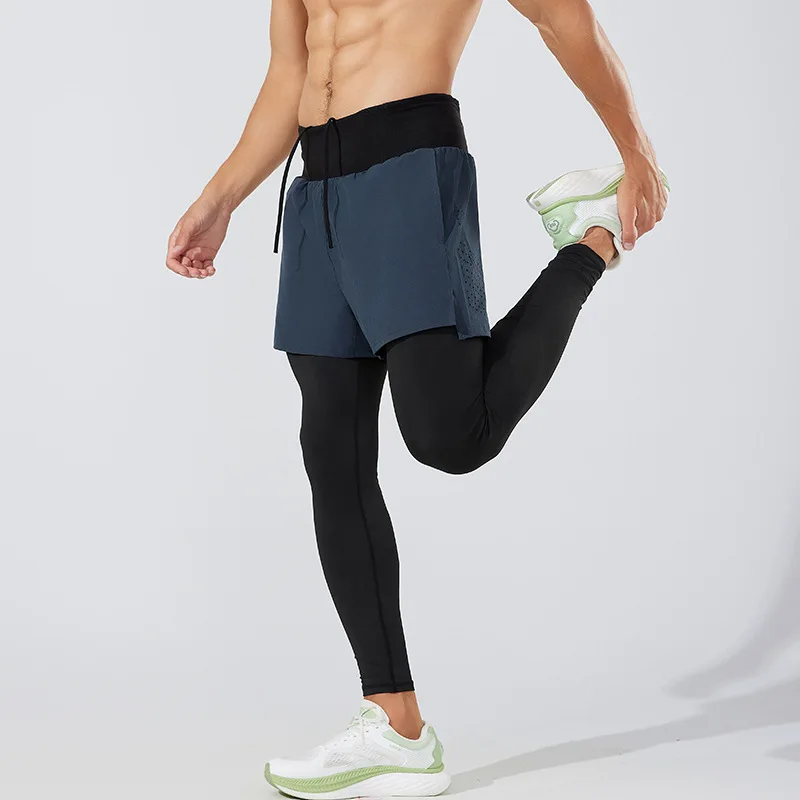 

2026 Men's Marathon Track and Field Speed Drying Vacation Two Piece Training Pants Sports Running Fitness Yoga Tight Pants