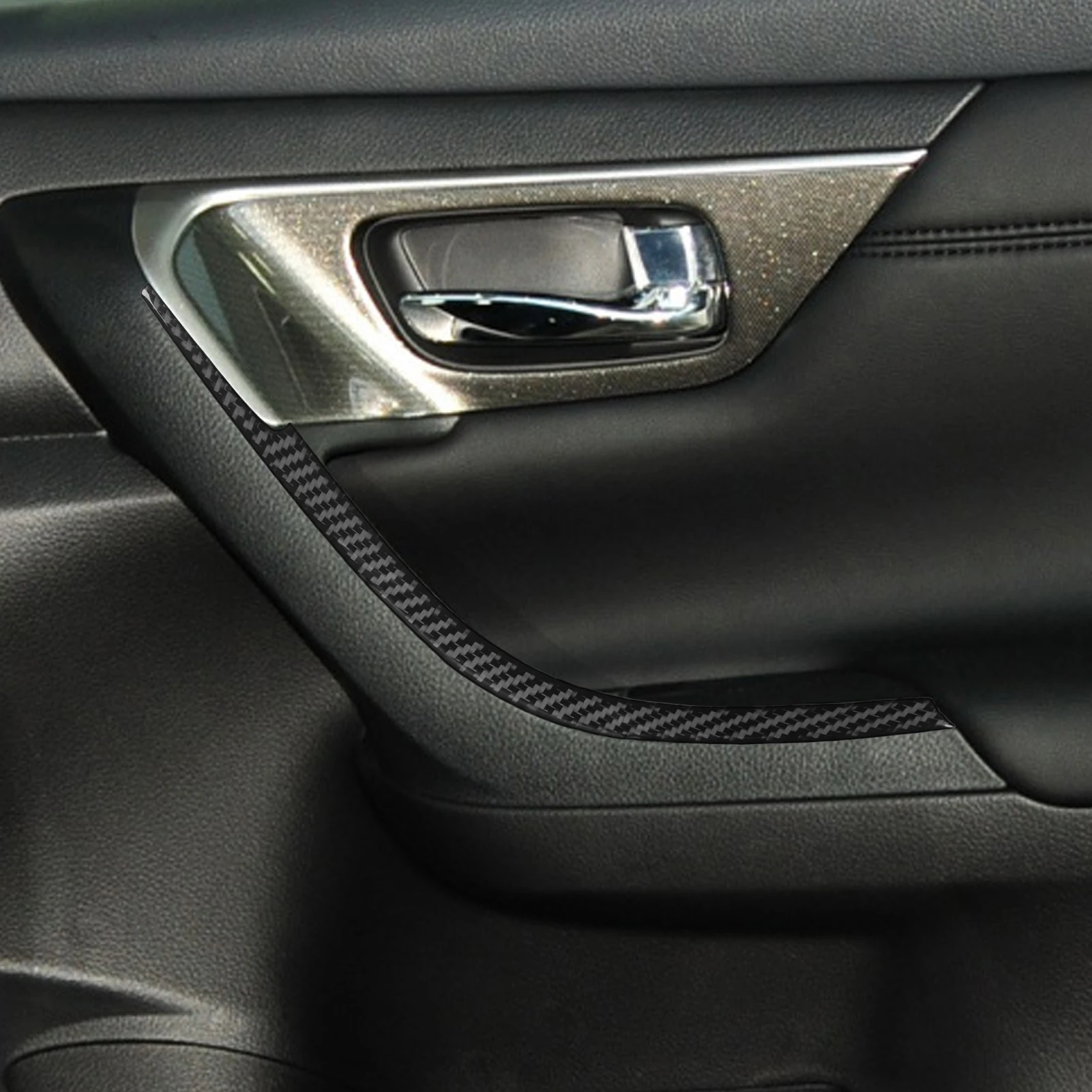 Real Carbon Fiber Car Accessories Front Door Armrest Soft Cover Sticker For Nissan Altima/Teana L33 2013 2014 2015 2016 2017 18