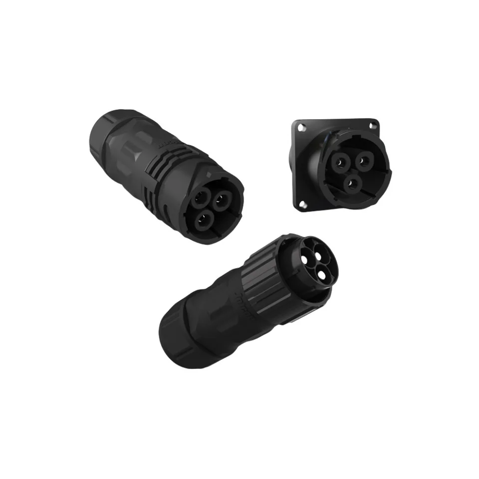 M28 Snap-in 3 Pole Female Connector Solder Wire Type Waterproof Connector Current & Voltage 80A 600V Support image