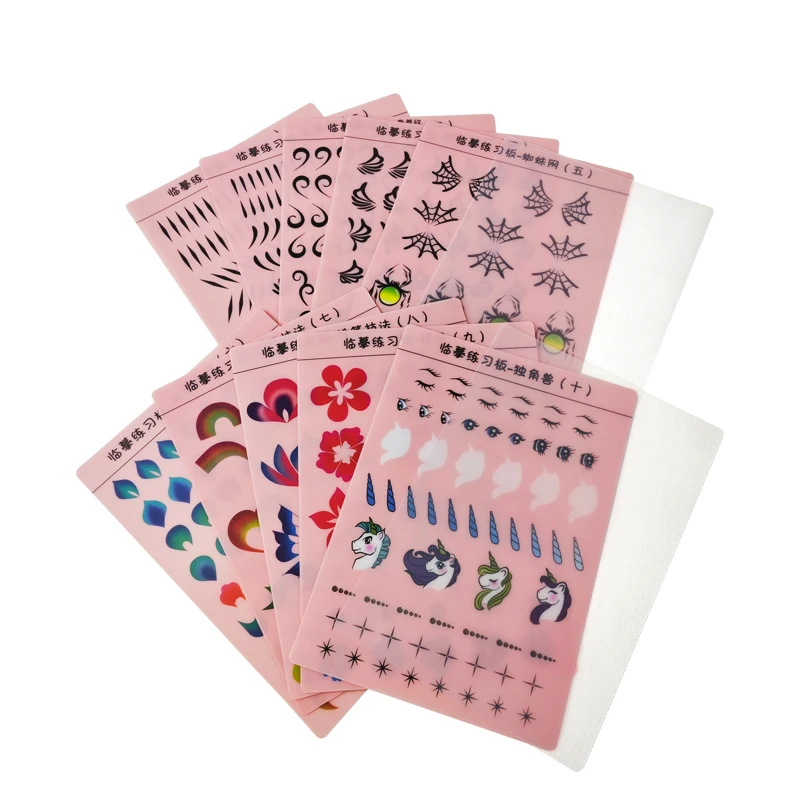 High Quality Painting Practice Template Reusable 12pcs Body Art Face Painting Essential For Practicing Basic Painting Skiils