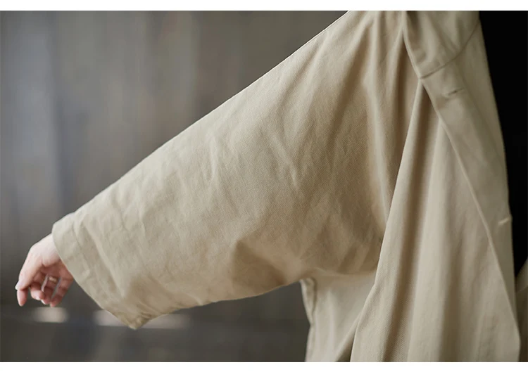 JIAYAN 2025 Musim Semi Baru Parit Sastra Longgar Ukuran Besar Panjang Lutut Saku Besar Jas Hujan Wanita Berkerudung Mantel Santai Komuter