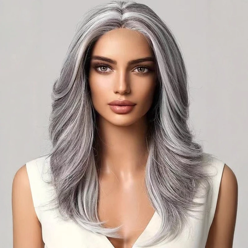 

Lady Daily Clothing Dress Up Hairpiece Long Curly Hair Banquet Evening Dress Match Center Parted Bangs Wig Ball Woman Long Hair