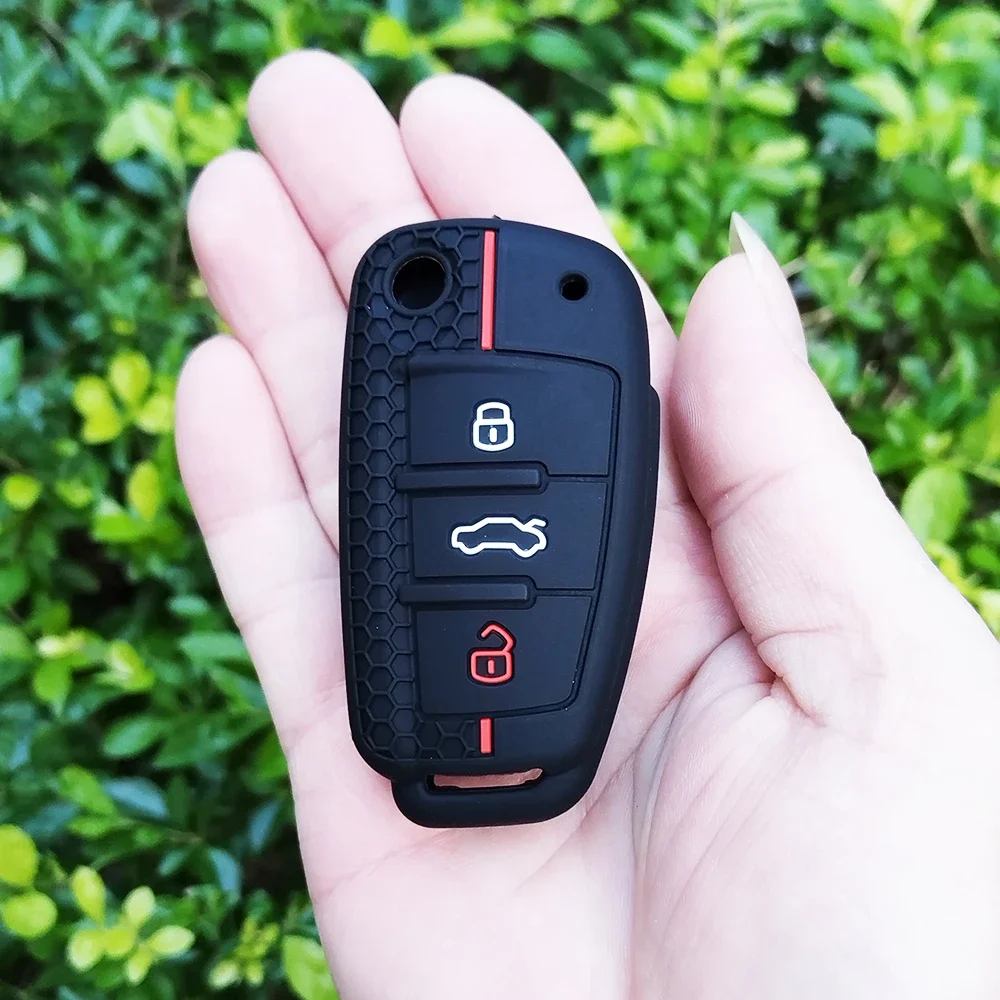 Silicone Key Case Cover Shell for Audi A4 B7 A6 C6 4f 8v A3 8p A1 A3 Accessories Auto Remote Key Holder 3 Button Jacket