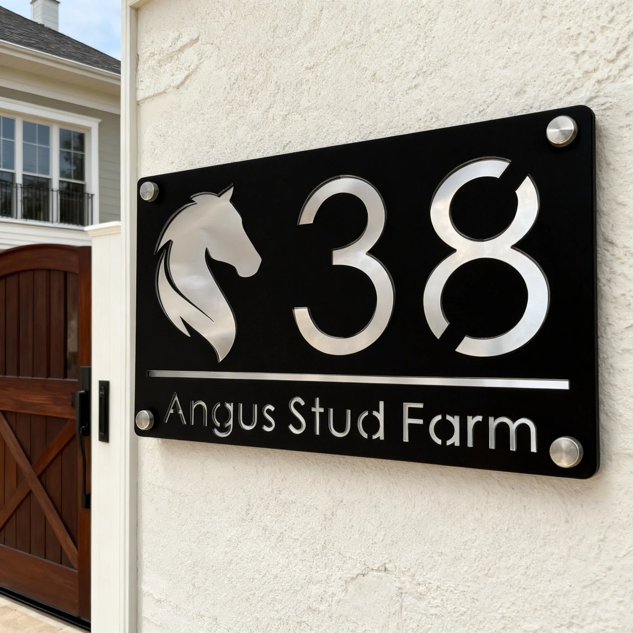 Personalized Horse Stable Name Sign & House Number Signs Address Plaque Custom Outdoor Acrylic for Horse Lovers Gift Wall Decor