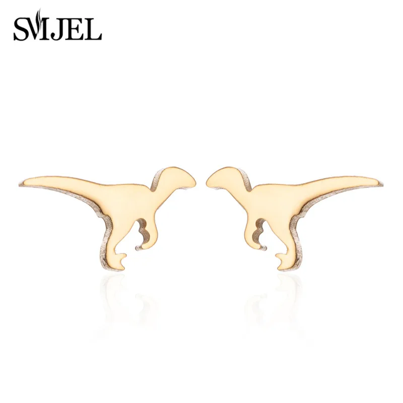 SMJEL Korean Earrings Trend 2026 Cute Butterfly Rabbit Bear Dinosaur Ear Studs for Women Stainless Steel Dog Paw Earings Animal