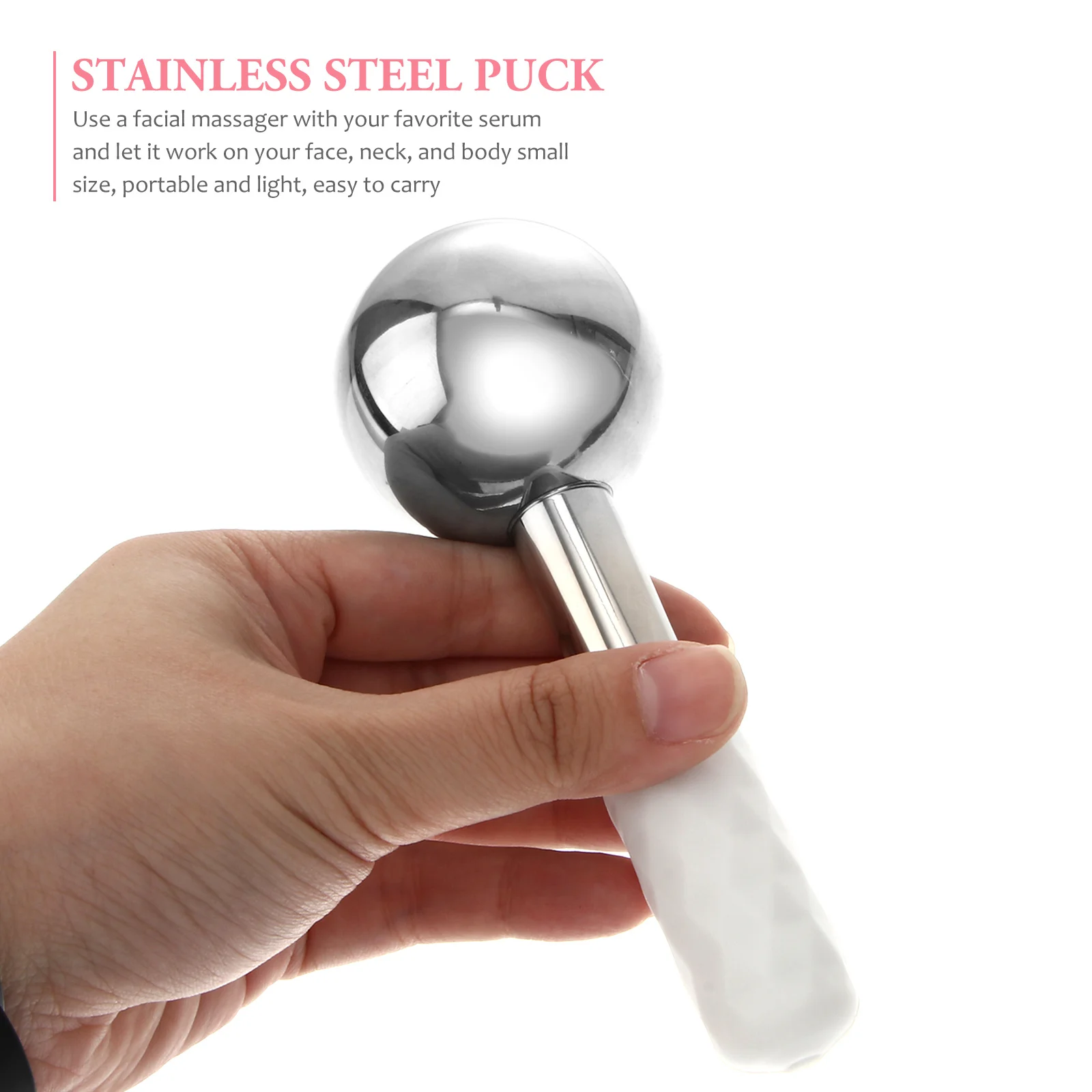 

2pcs Facial Ice Globes Face Massager Stainless Steel Tool Anti-Aging Portable Face Roller For Neck