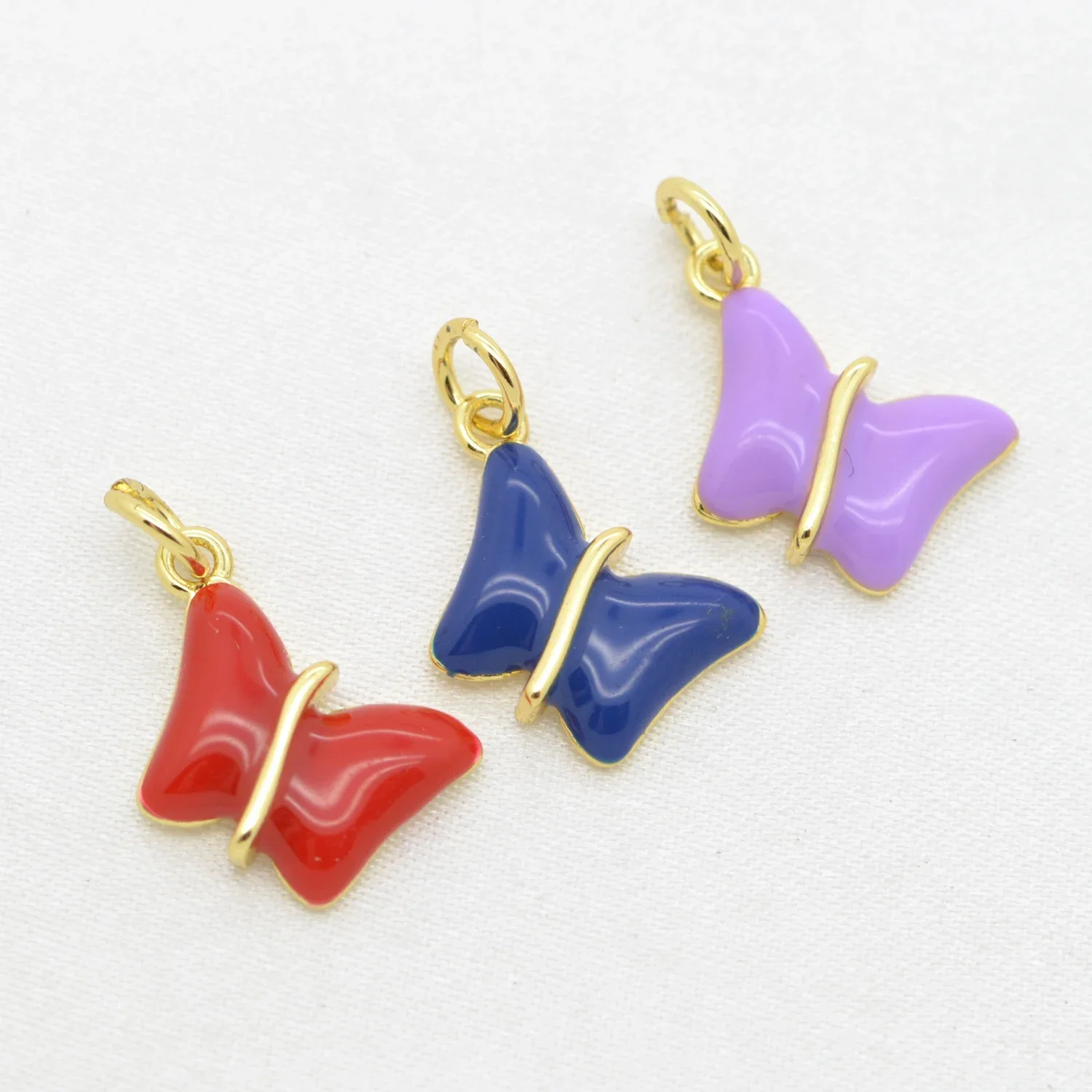 13 Pcs Colorful Enamel Butterfly Pendant Diy Necklace Earring Jewelry Making Supplies Fot Woman Copper Gold Plated Accessories
