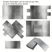 Metal 3D Wall Panels Peel and Stick Backsplash Tile, PVC Aluminum Brushed Silver Self-Adhesive Tiles-10/40/60/100 Pack 6