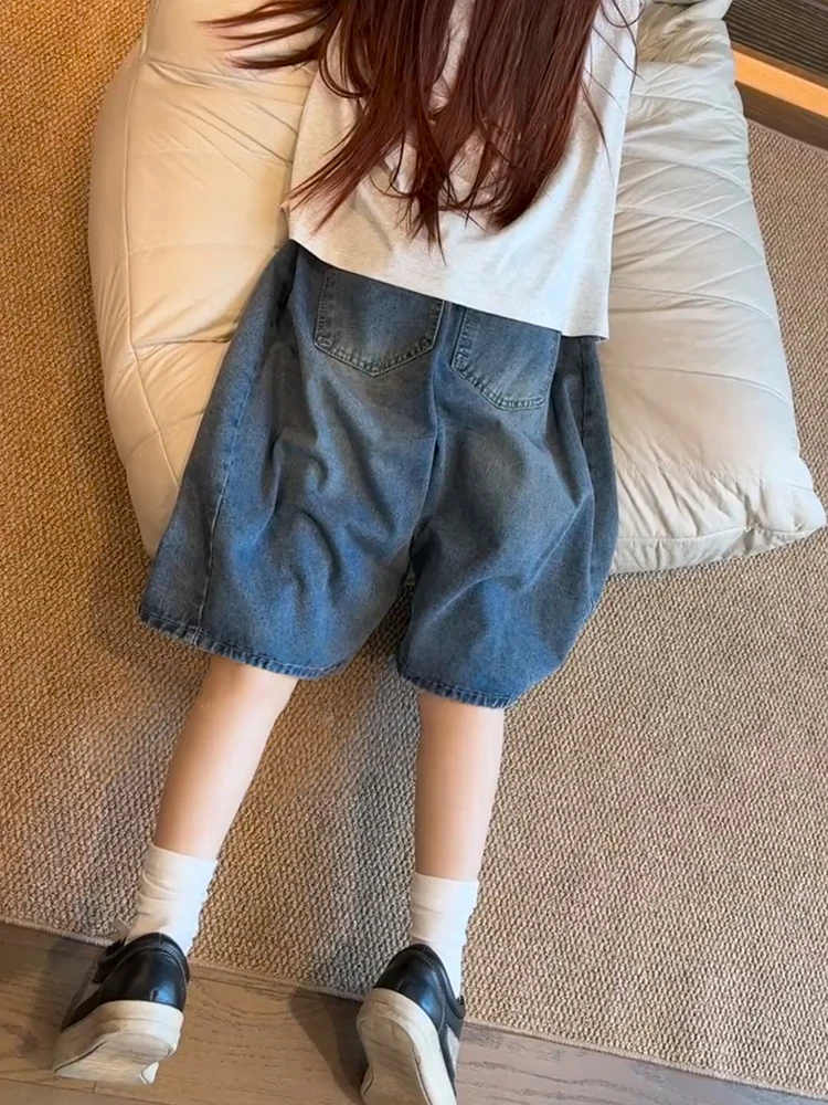 

American Retro Denim Seven-Five Pants Men Women Summer CleanFit Equestrian Straight Leg Wide Leg Baggy Eight-Five Pants