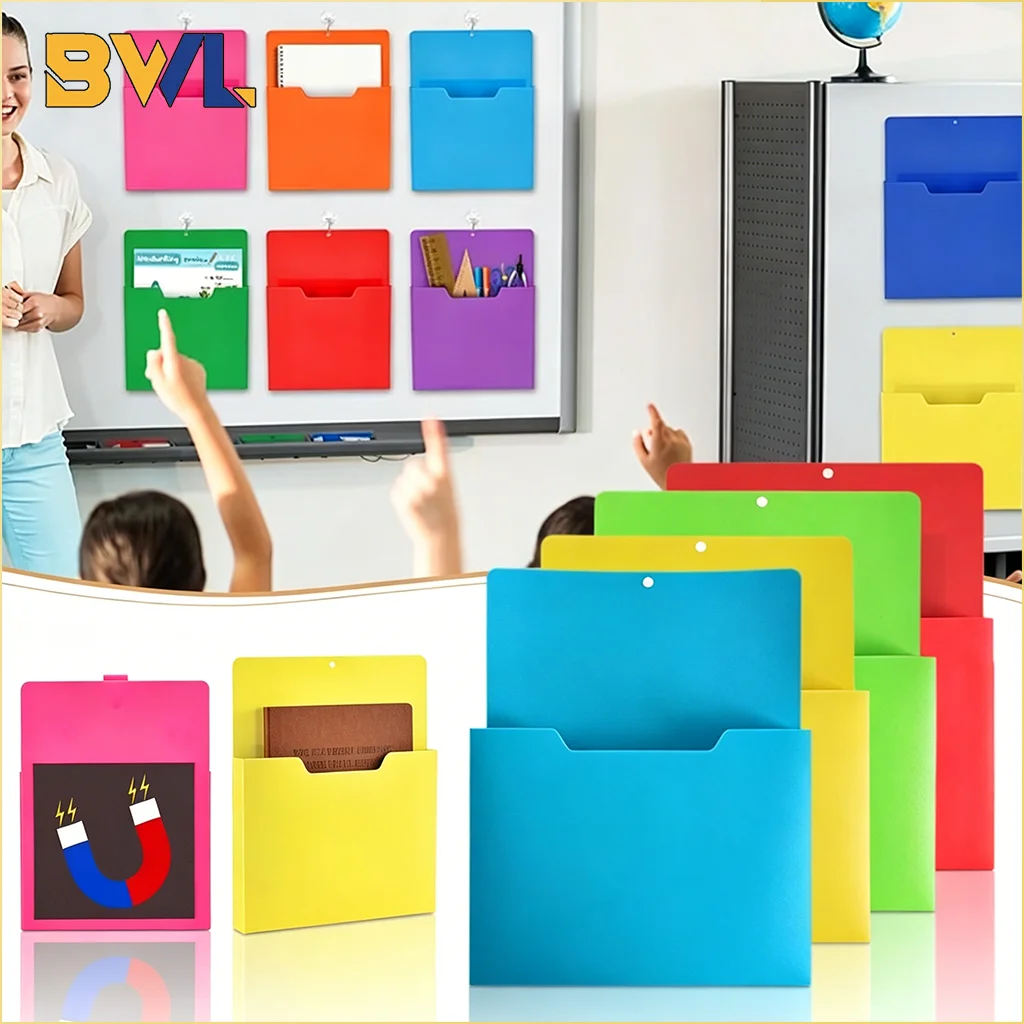 Magnetic Wall File Organizer Magnetic File Holder Refrigerator Magazine Holder for Mail Letters Paper Document Storage Rack