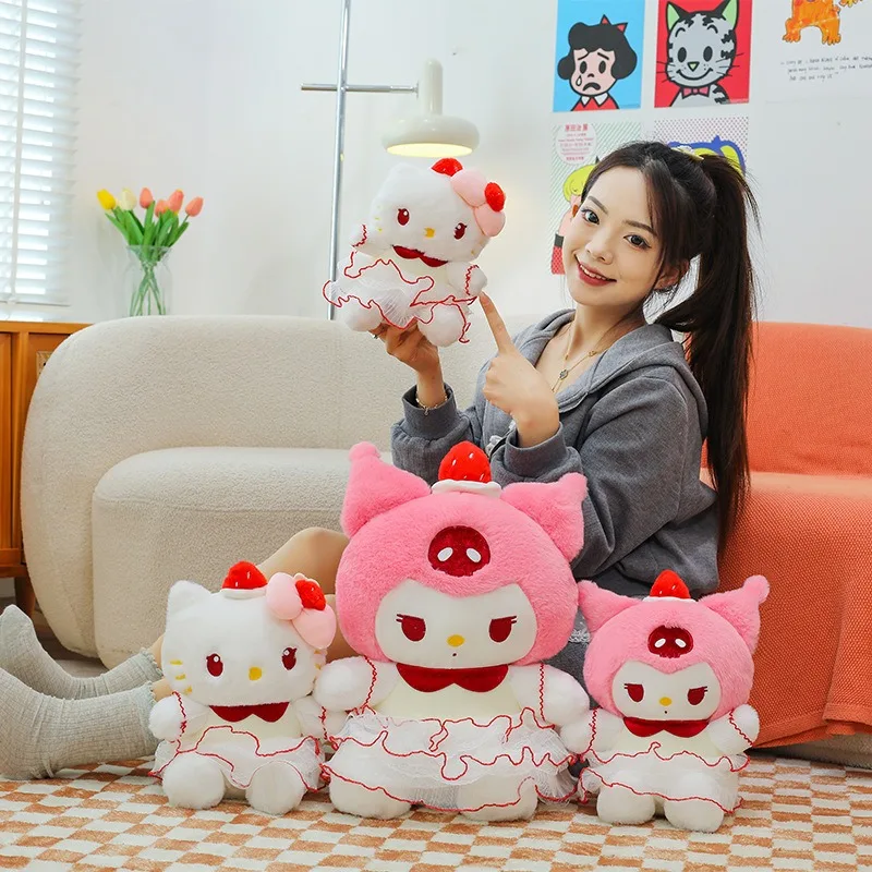 Neue 45 cm Kawaii Kuchen Kuromi Plüsch Spielzeug Hallo Kitty Melody Plüsch Puppe Stofftier Kinder Geburtstag Geschenk Kreuz Grenze drop Verschiffen