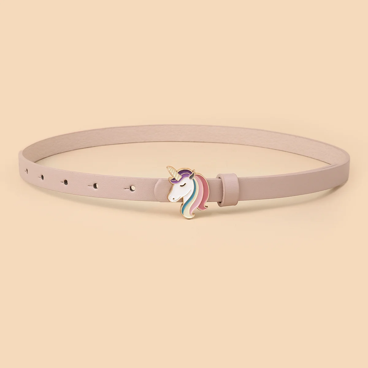 European Cute Simple Fashion Design Oil Dropping Unicorn Pony Buckle Thin Belt for Boys and Girls Universal for Kids