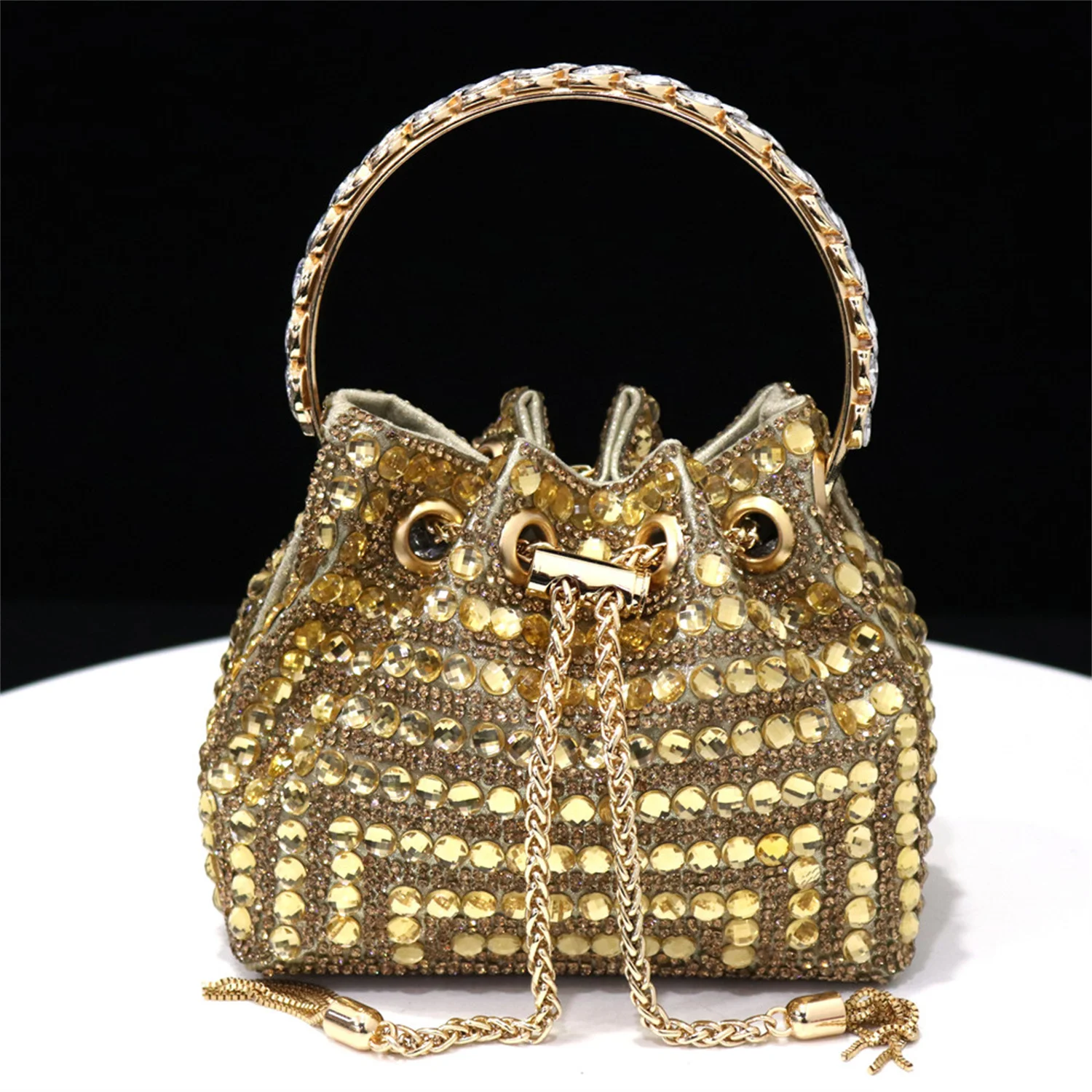 Shiny Gold Rhinestone Shoe & B - Slingback Heel Formal 评论和价格