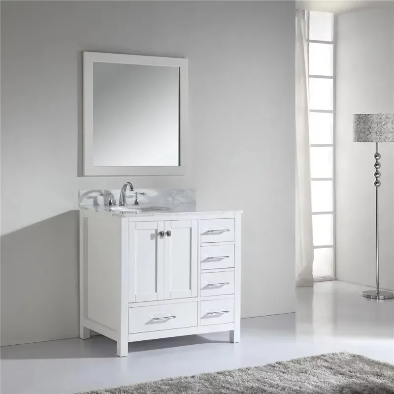 

Dark Grey Finished 48 Inches Single Sink Oak Wood Bathroom Cabinet