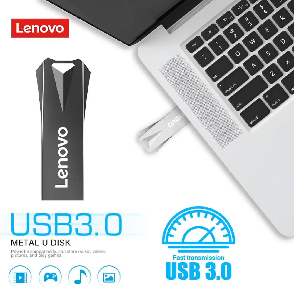 Lenovo Metal Usb 3.0 Flash Drives 2Tb 1Tb 128Gb High Speed Pen Drive Memory Stick Gratis Sleutelhanger Creatief Cadeau U Schijf Voor Laptop