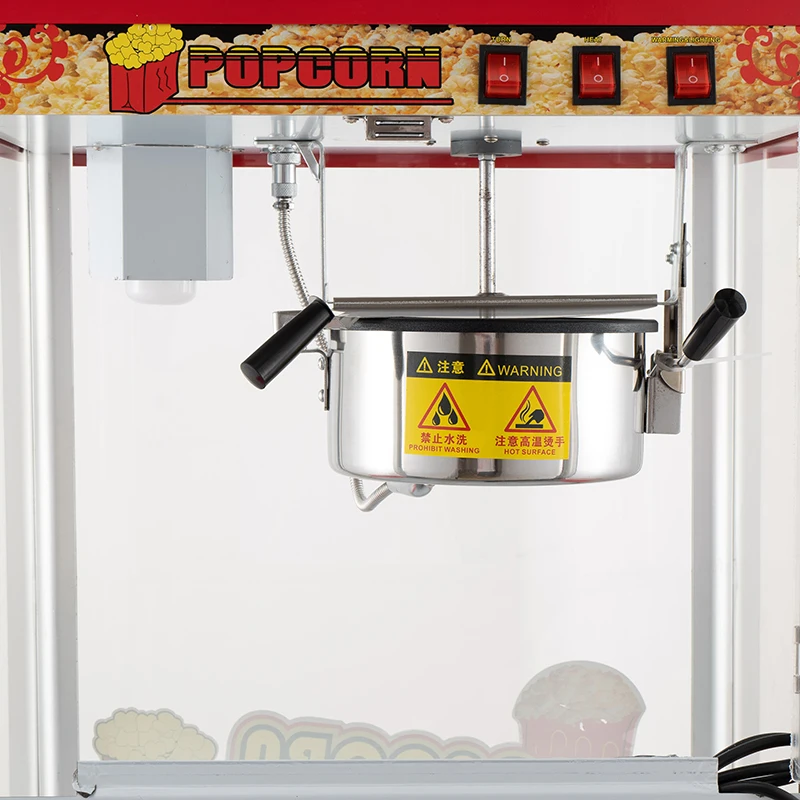 Macchina per popcorn tipo carrello con luce interna