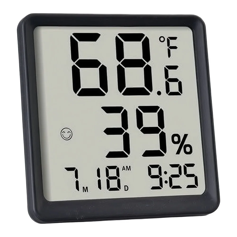 3-in-1 Digital Temperature Humidity Meter LCD Screen Thermometer Hygrometer Clock Multifunctional Desk Wall Mount Home Decor