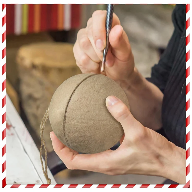 48 Pcs Christmas Paper Mache Balls 3.15 Inch Unpainted Empty Ball Ornaments Craft Supplies Easy Install