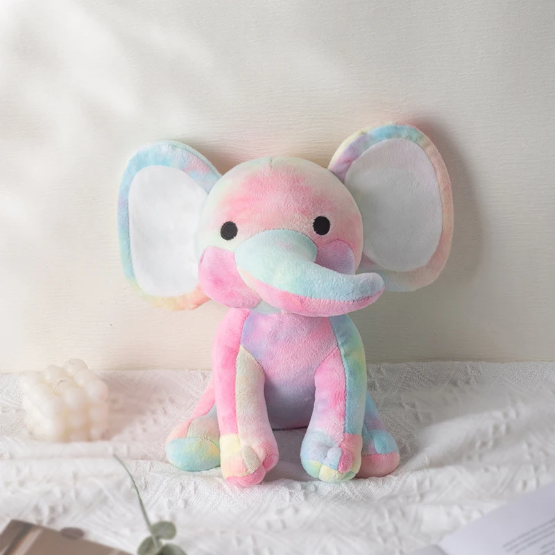 25cm/9.84in Zachte Pluche Olifant Knuffeldier - Schattig Pluizig Kleurrijk Pluche Speelgoed (Meerdere Kleuren: Roze/Blauw/Paars/Regenboog) - Id