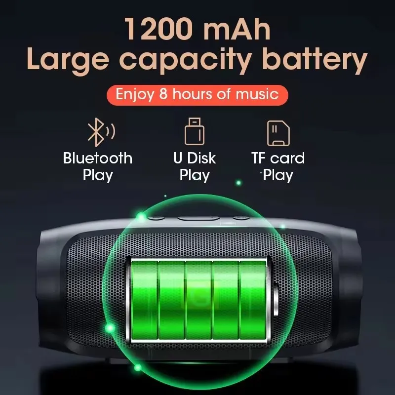 مضخم صوت محمول مكبرات صوت بخاصية البلوتوث ستيريو خارجي محيطي مقاوم للماء مكبر صوت لاسلكي صندوق الصوت يدعم راديو FM بطاقة TF