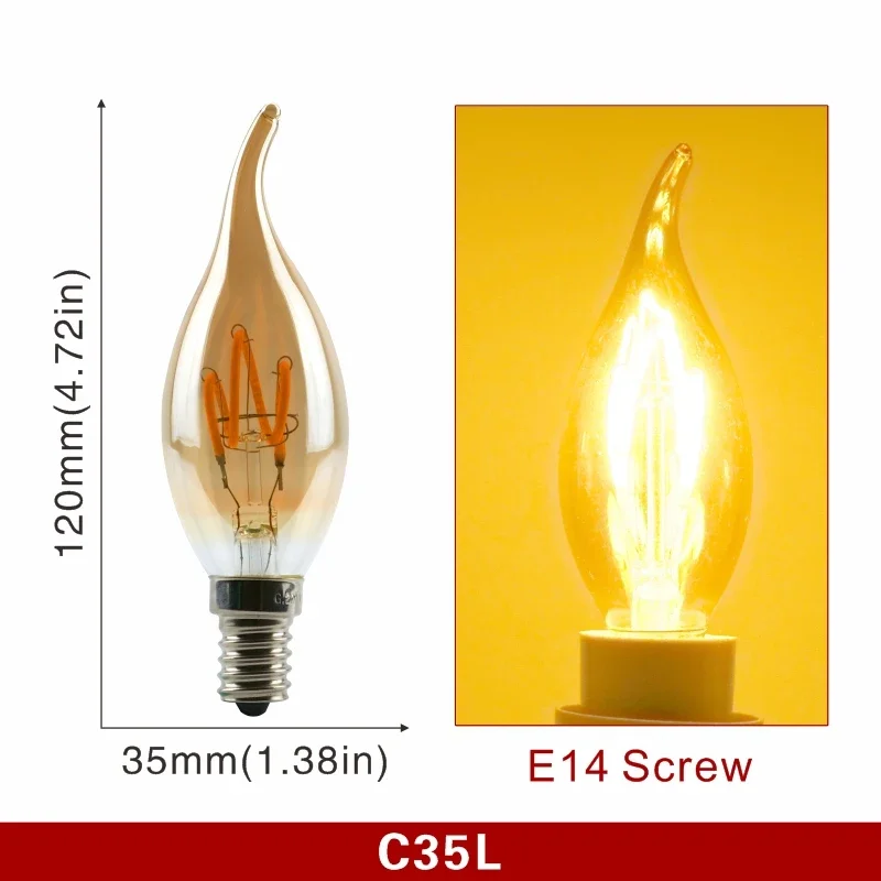 E14 E27 Retro LED Spiral Filament Glühbirne 4W Warm Gelb 220V C35 A60 T45 ST64 T185 T225 G80 G95 G125 Vintage Edison Lampe