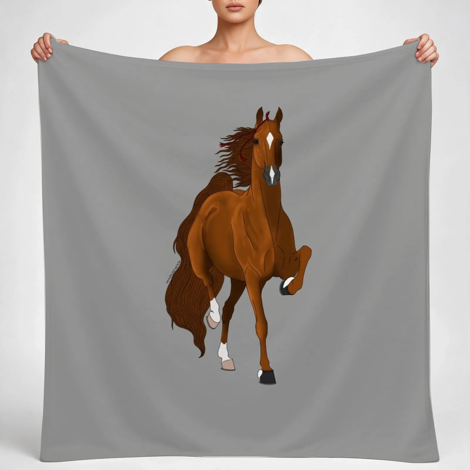 Chestnut American Saddlebred Horse Throw Blanket couch cozy soft plush fuzzy picnic outdoor blanket
