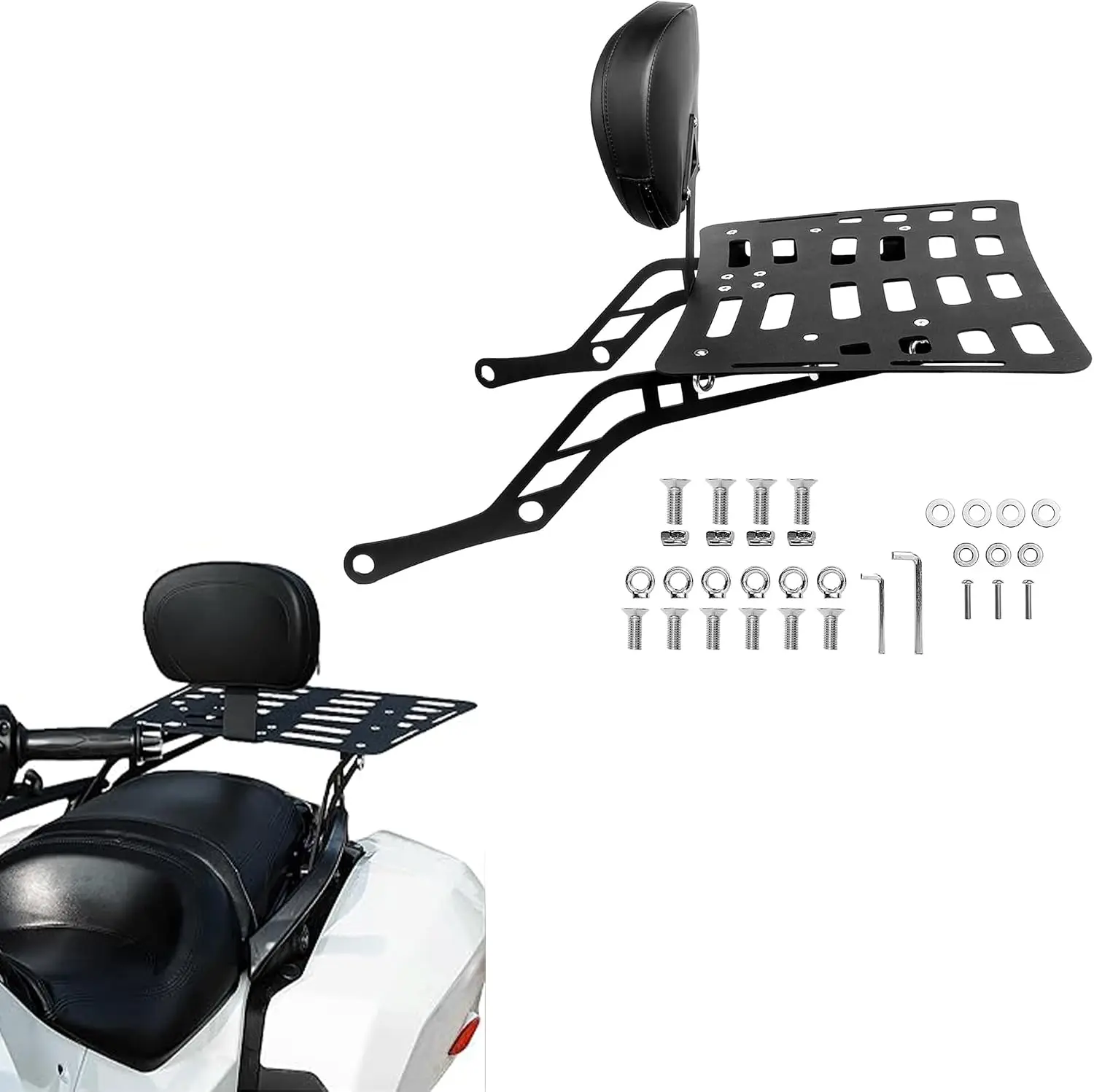Passenger Backrest Sissy Bar with Rear Luggage Rack for Can-Am Spyder F3/F3-S/F3-T 2015-2025 Frosted Black