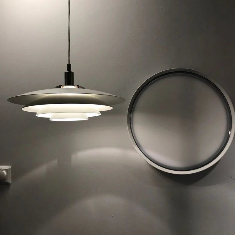 Nordic Postmodern Simple Restaurant Bar White Chandelier Denmark Personalized Cafe Kitchen Island E27 Layers Pendant lamps