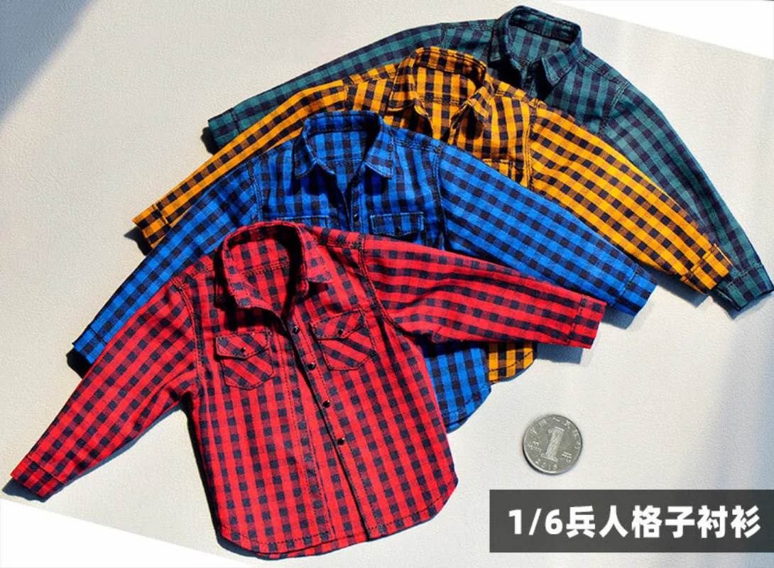 Q1-1 1/6th Soldier Clothes Honest Plaid Shirt Model for 12