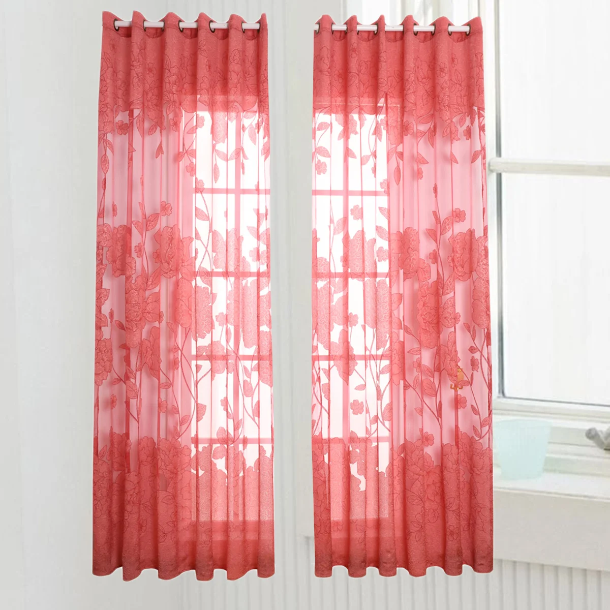 1 قطعة ستائر الجاكار 100*270 سنتيمتر قسط البوليستر زهرة طباعة شير نافذة الستار لغرفة ديكور وشاح الباب نافذة الستائر