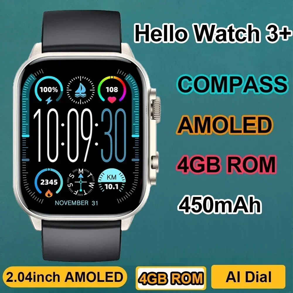 2024 New Hello Watch 3 Plus Ultra Smartwatch  AMOLED 4GB IWO Watch 9 Reloj ChatGPT NFC Smart Watches for Men 2024